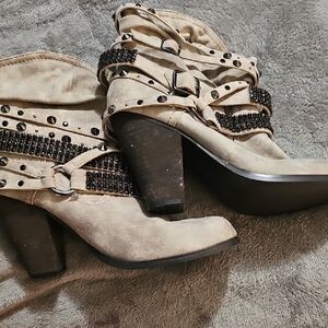 Studded Tan Ankle Boots Womens Size 10